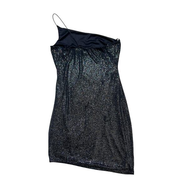 City Triangles One Shoulder Mini Dress Black Multicolor Glitter Womens XL Party - Picture 3 of 11